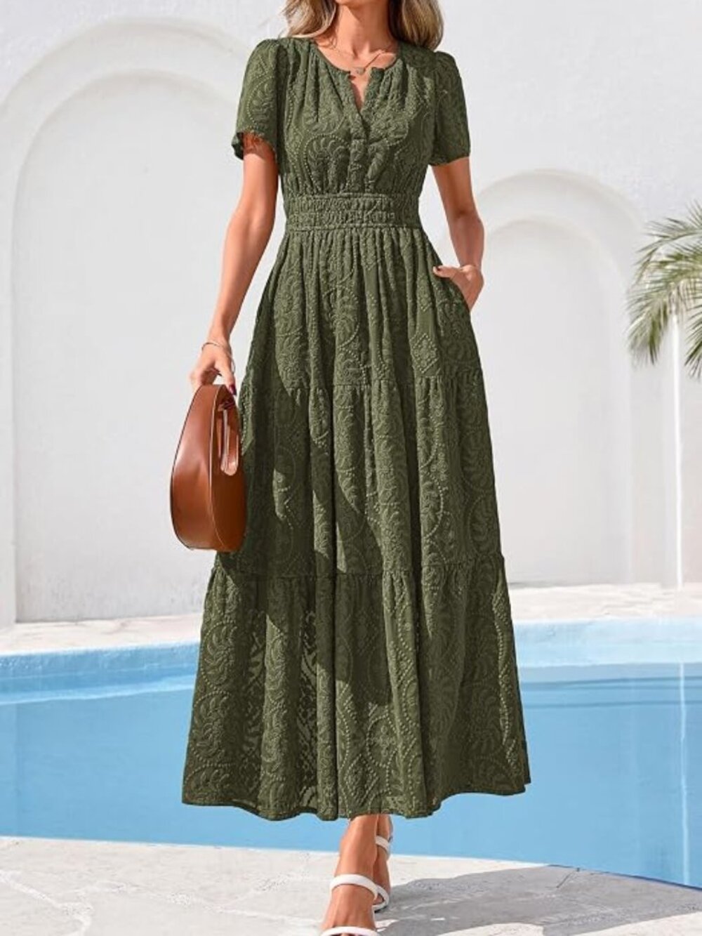 Womens Maxi Embroidered Wedding Guest Dress